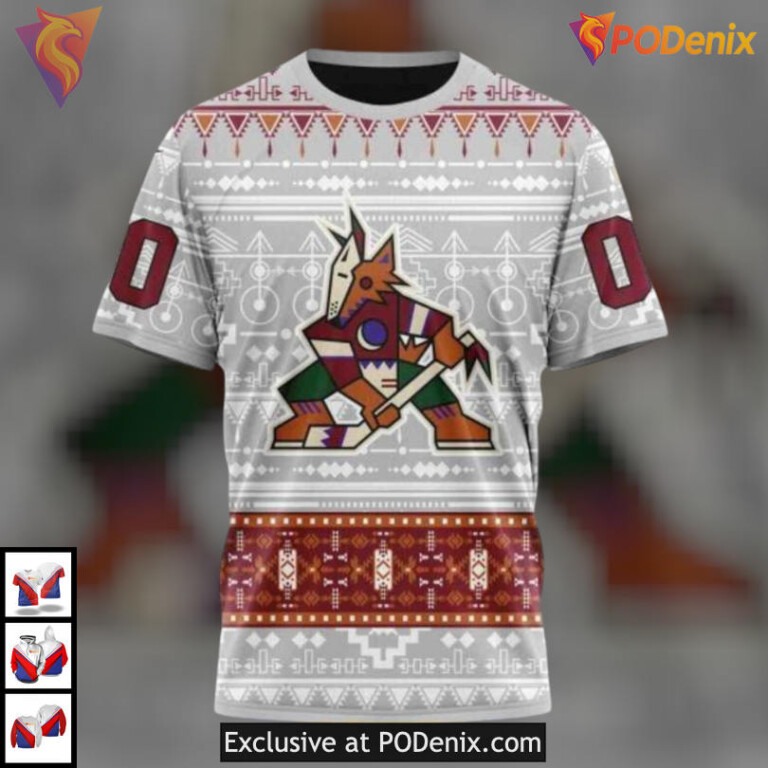 Native Artwork Tribute Design Arizona Coyotes 3D Hoodie Custom Merchandise - 2