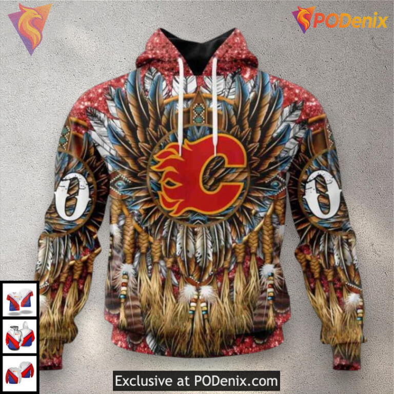 Native Costume Artwork Calgary Flames Pullover Hoodie 3D Cultural Edition