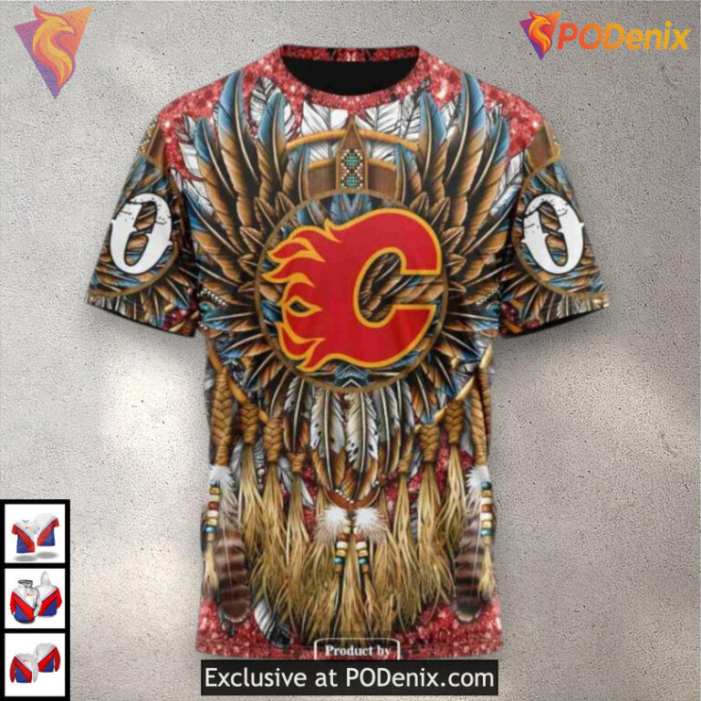 Native Costume Artwork Calgary Flames Pullover Hoodie 3D Cultural Edition - 3