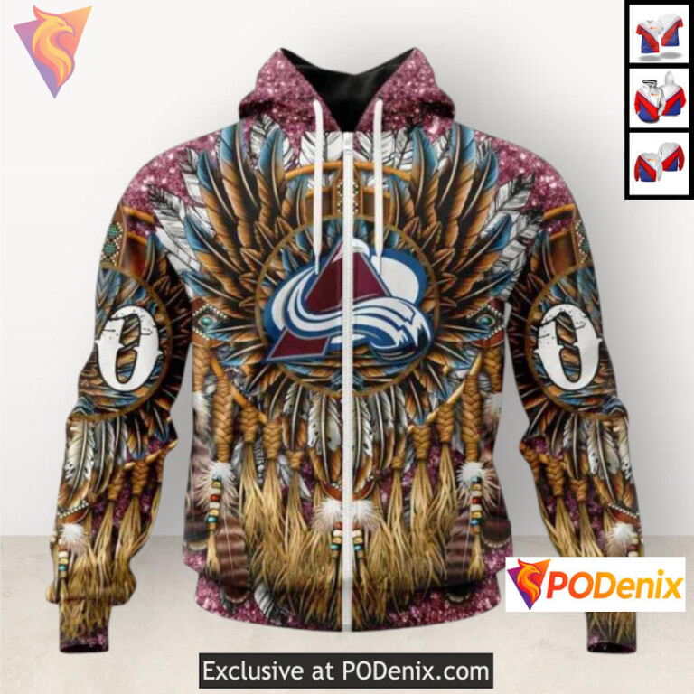 Native Costume Artwork Colorado Avalanche Hockey Hoodie Custom Sweatshirt - 1