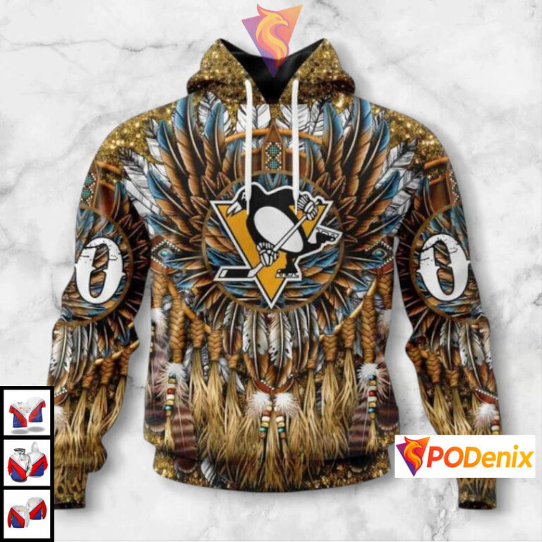 Native Costume Artwork Custom Name Pittsburgh Penguins Hoodie NHL 3D