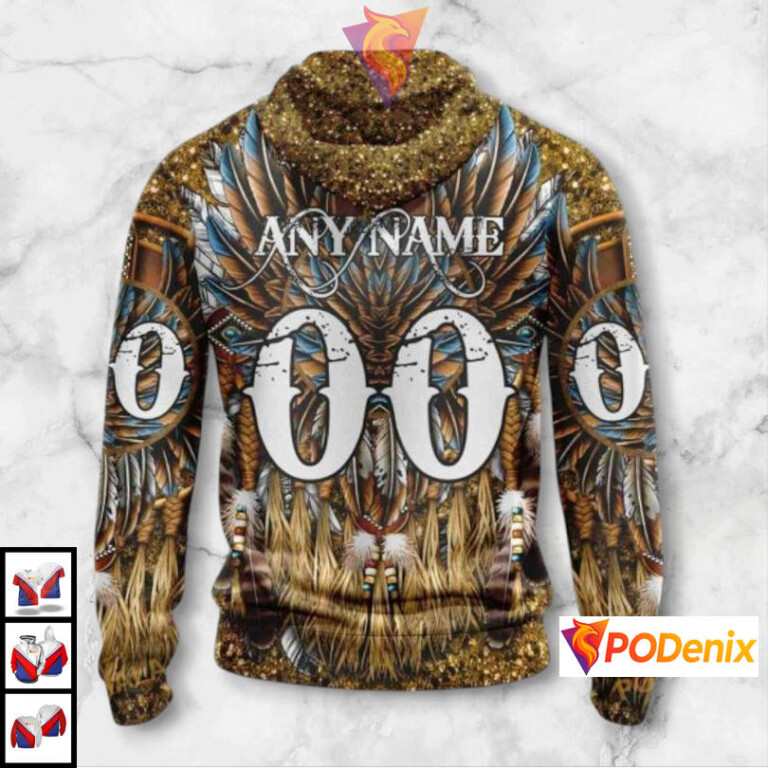 Native Costume Artwork Custom Name Pittsburgh Penguins Hoodie NHL 3D - 1