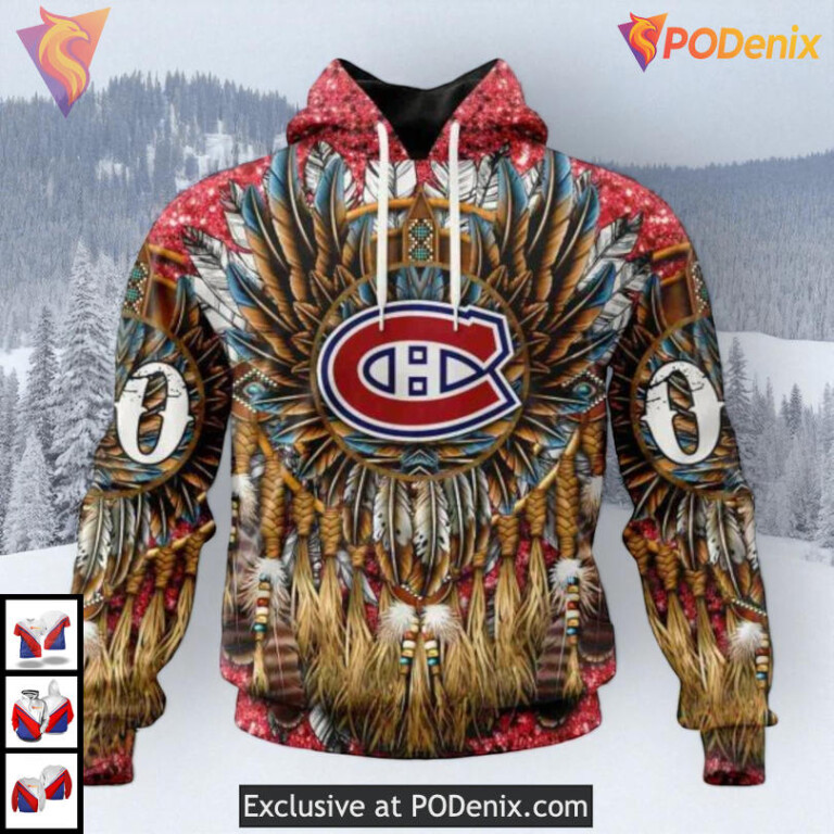 Native Costume Artwork Edition NHL Custom Name Montreal Canadiens Hoodie 3D