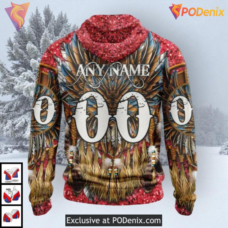 Native Costume Artwork Edition NHL Custom Name Montreal Canadiens Hoodie 3D - 2