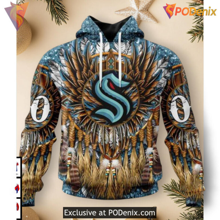 Native Costume Cultural Pattern Design NHL Seattle Kraken Hoodie 3D Custom