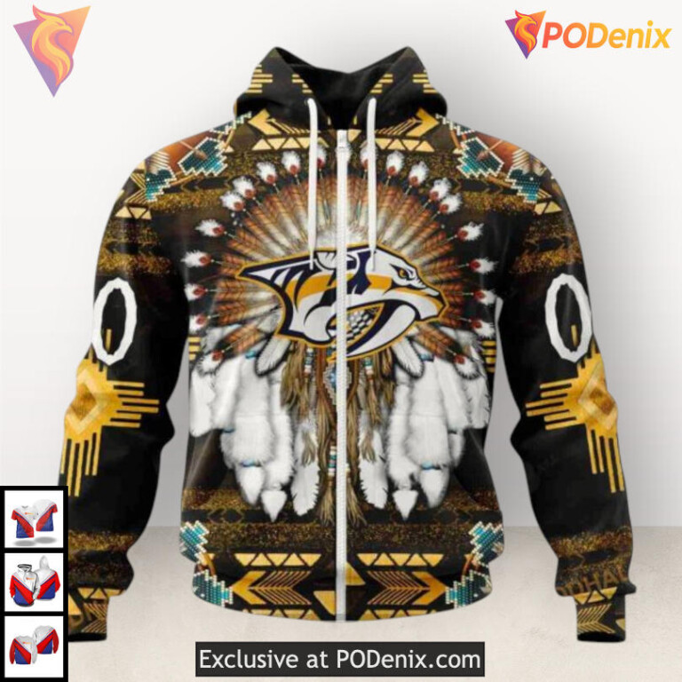 Native Costume Themed Sweatshirt Retro Nashville Predators Hoodie Special 3D - 1