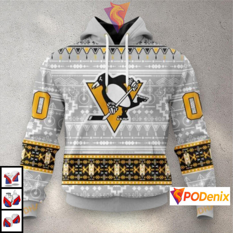 Native Cultural Artwork Concept Pittsburgh Penguins Kids Hoodie NHL 3D