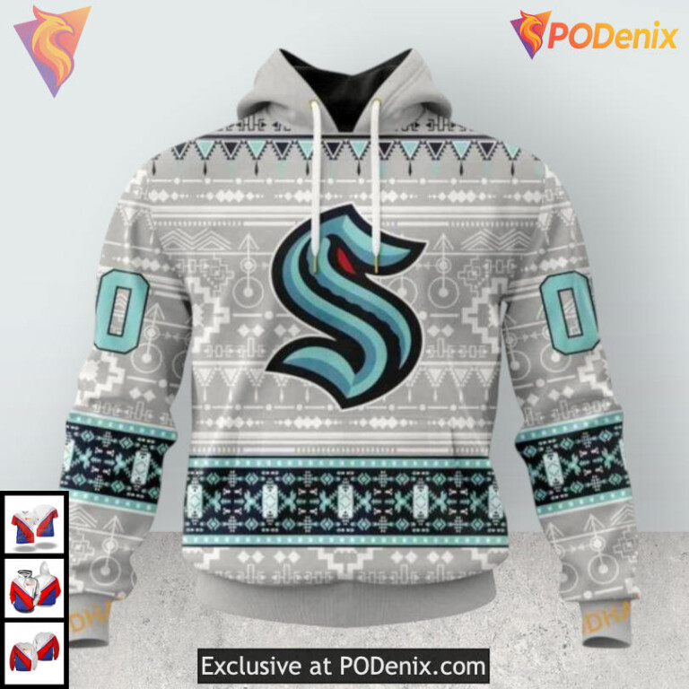Native Cultural Pattern Design Custom Seattle Kraken Womens Hoodie 3D