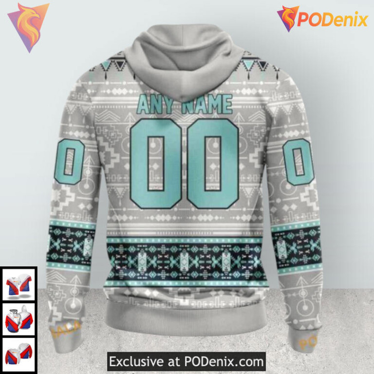 Native Cultural Pattern Design Custom Seattle Kraken Womens Hoodie 3D - 1