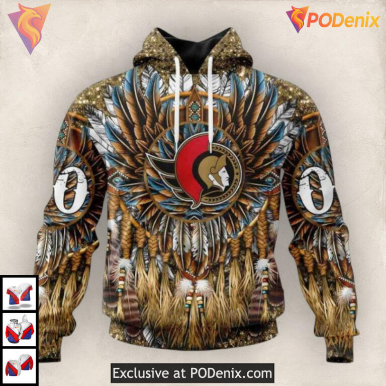 Native Cultural Pattern Design NHL Custom Name Ottawa Senators Hoodie 3D