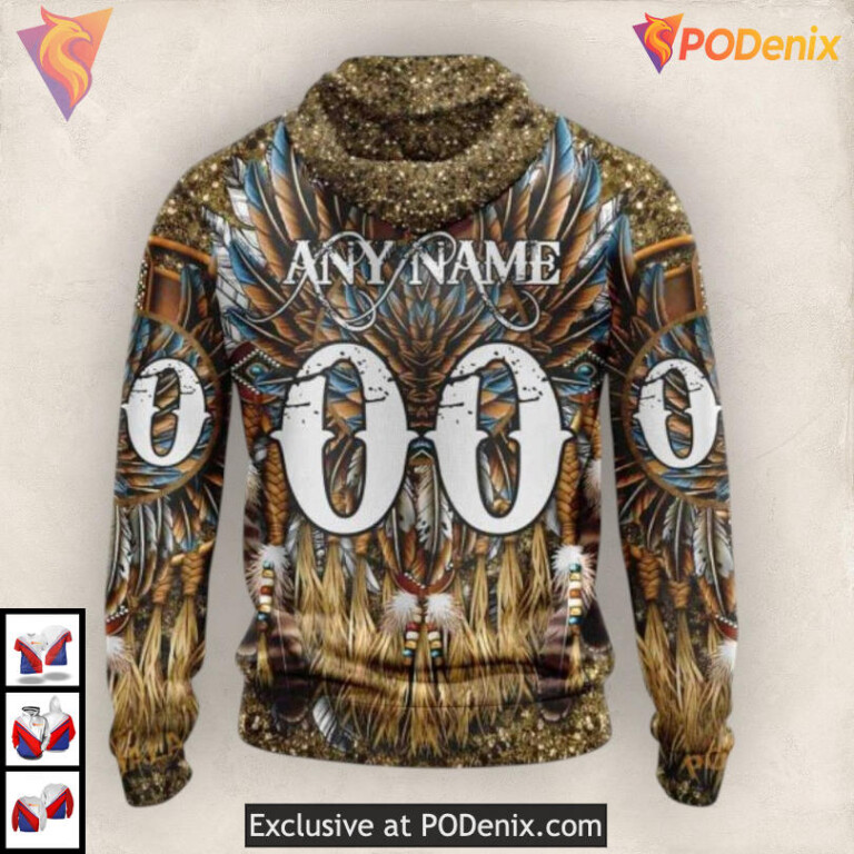 Native Cultural Pattern Design NHL Custom Name Ottawa Senators Hoodie 3D - 1