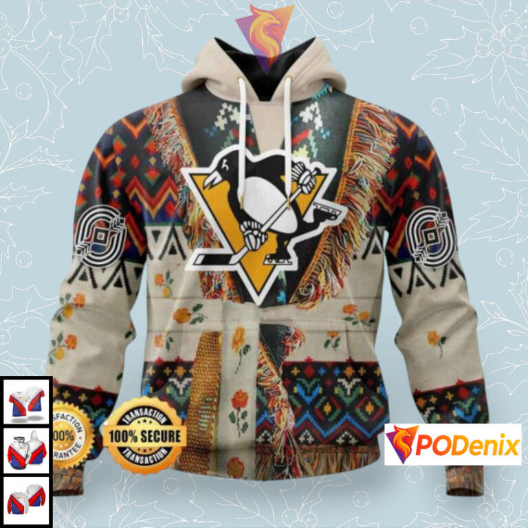 Native Inspired Artwork Design Custom Pittsburgh Penguins Personalized 3D Hoodie NHL