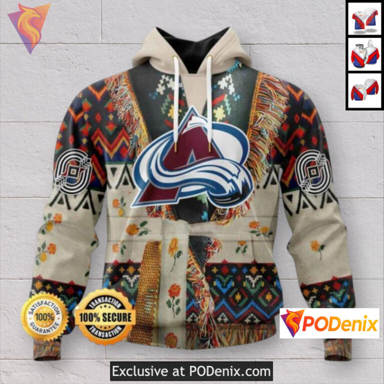 Native Inspired Pattern Colorado Avalanche 3D Hoodie Custom NHL Design