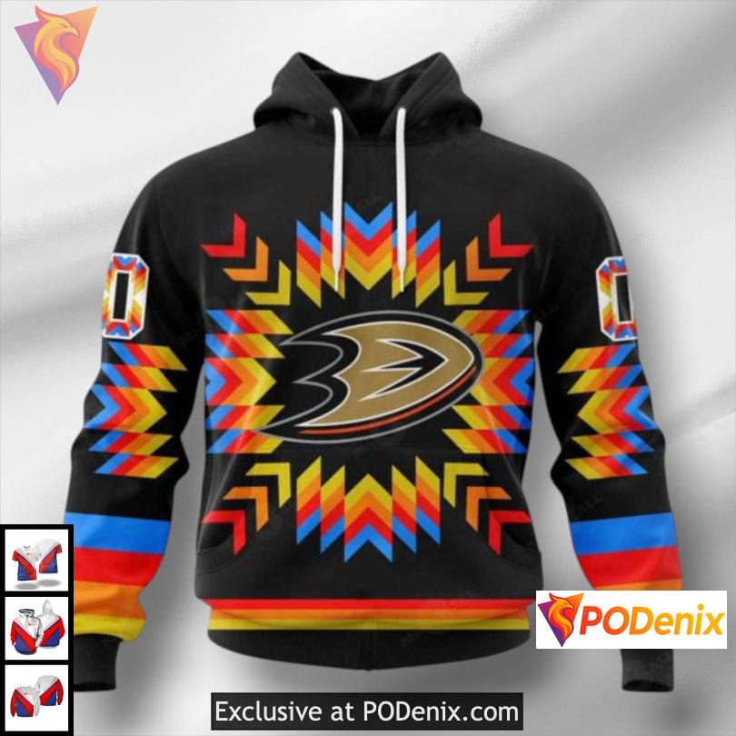 Native Pattern Artwork Anaheim Ducks Hoodie Personalized For NHL Fans Native Pattern Artwork Anaheim Ducks Hoodie Personalized For NHL Fans