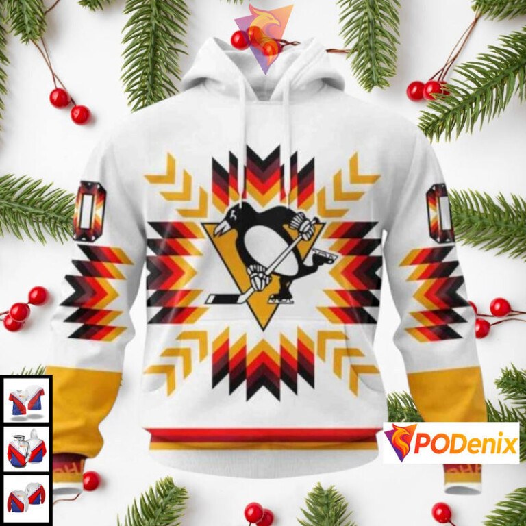 Native Pattern Artwork Design Custom Pittsburgh Penguins Full Print Hoodie NHL 3D