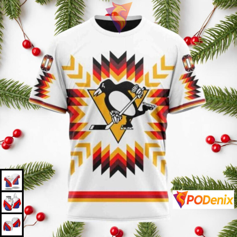 Native Pattern Artwork Design Custom Pittsburgh Penguins Full Print Hoodie NHL 3D - 2