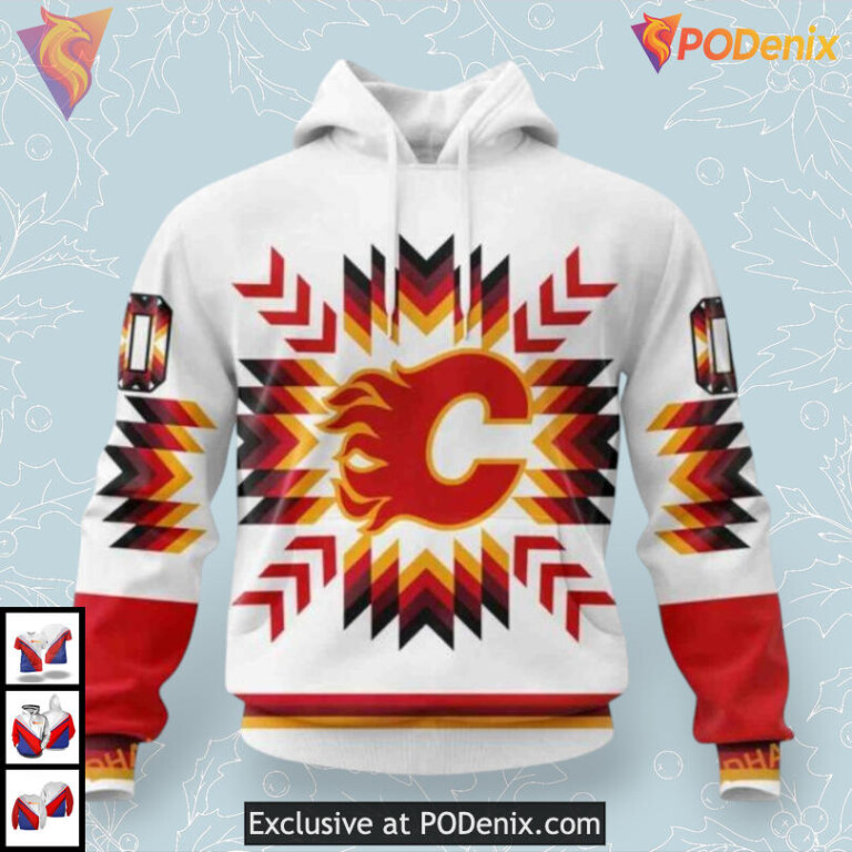 Native Pattern Artwork Personalized Calgary Flames Hoodie 3D Sweatshirt