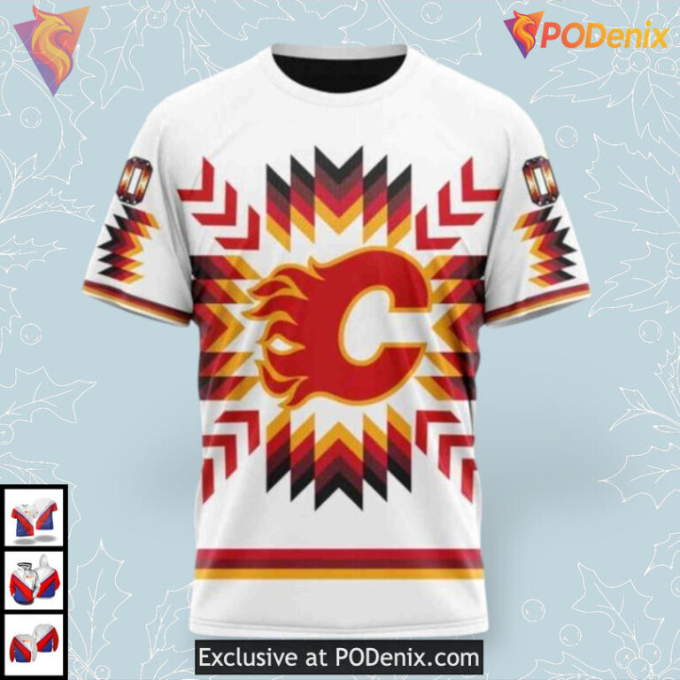Native Pattern Artwork Personalized Calgary Flames Hoodie 3D Sweatshirt - 2