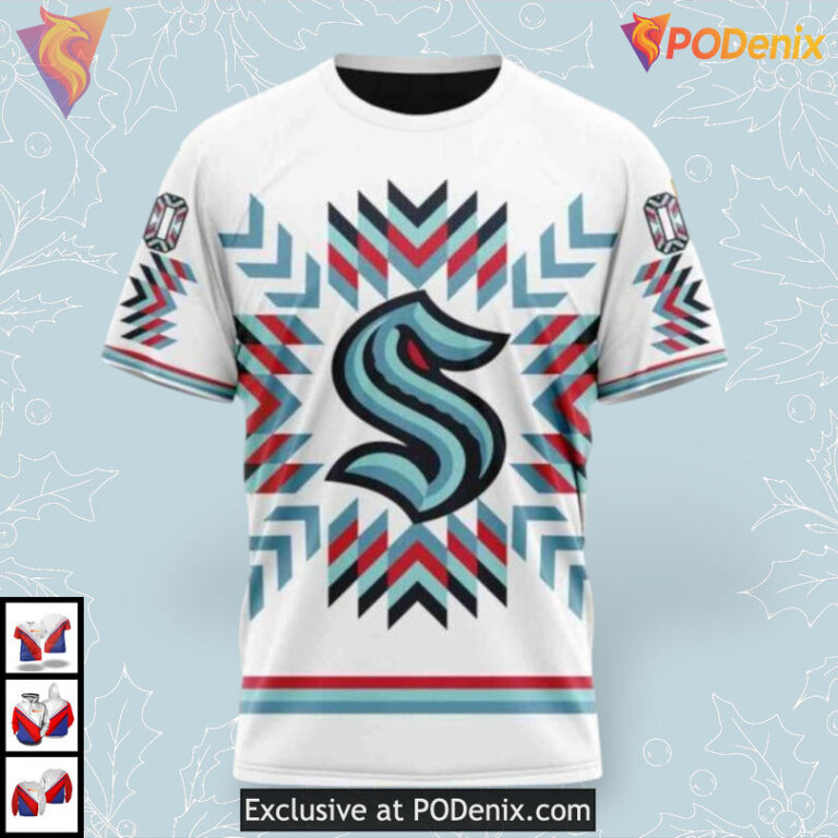 Native Pattern Cultural Artwork NHL Seattle Kraken Full Print Hoodie 3D - 2