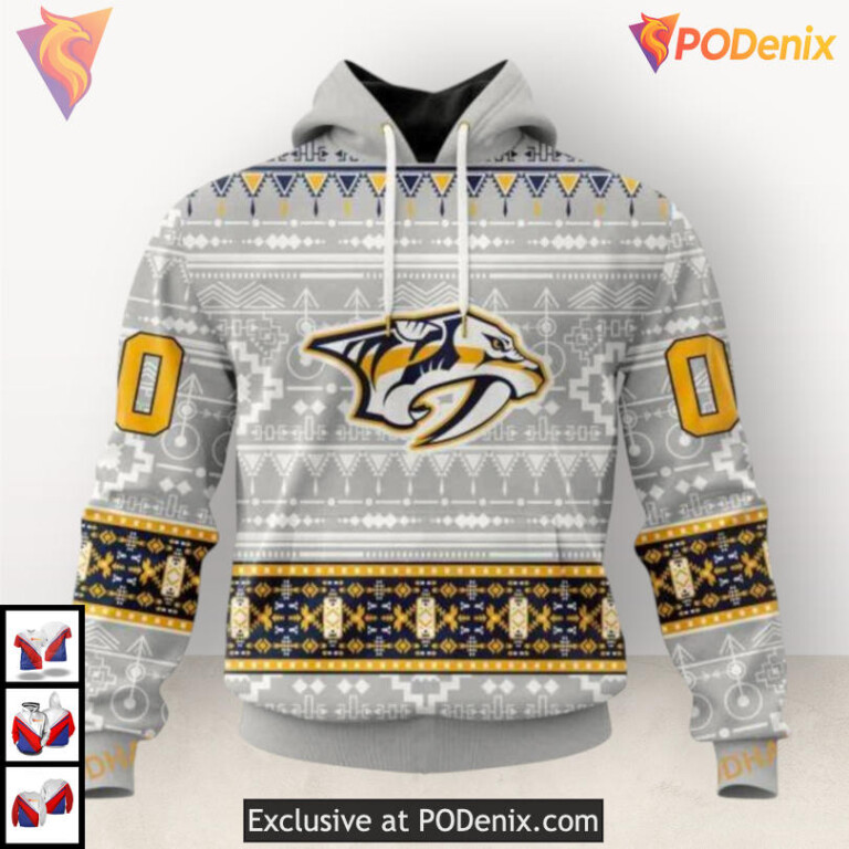 Native Pattern Cultural Edition Nashville Predators Holiday Hoodie Custom 3D