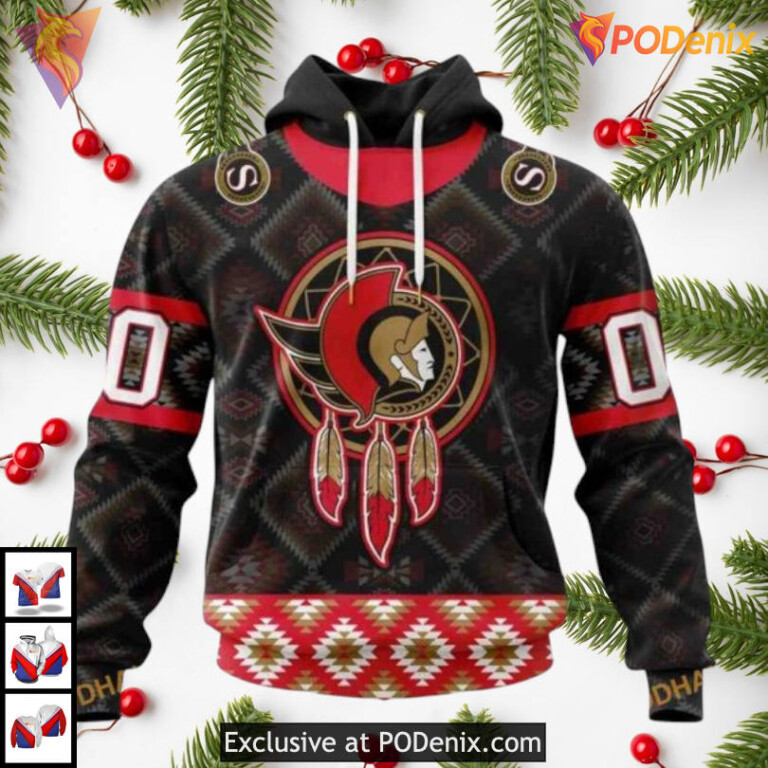 Native Pattern Full Printed Artwork NHL Ottawa Senators Graphic Hoodie 3D