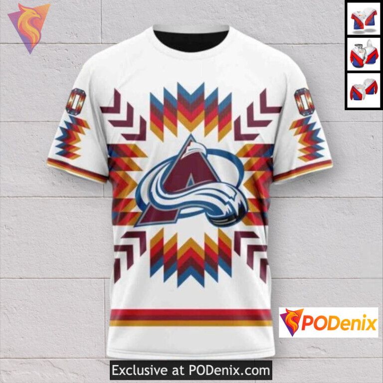 Native Pattern Inspired Artwork Custom Colorado Avalanche Hoodie Sweatshirt - 2