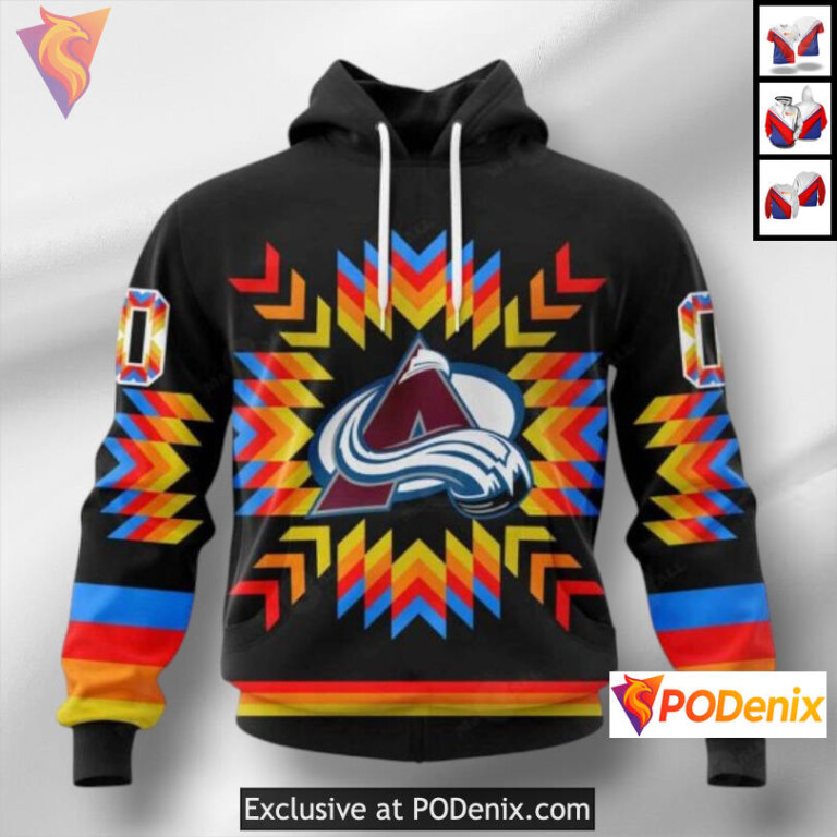 Native Pattern Inspired Colorado Avalanche Zip Up Hoodie Custom 3D