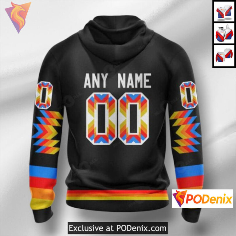 Native Pattern Inspired Colorado Avalanche Zip Up Hoodie Custom 3D - 1
