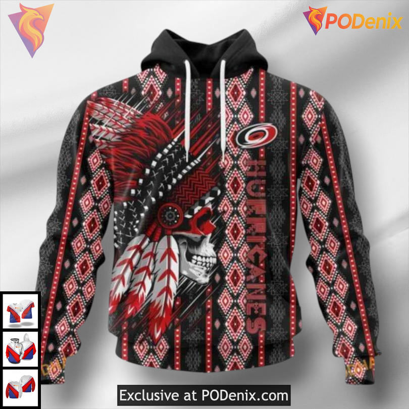 Native Skull Artwork Carolina Hurricanes Hoodie 3D Sweatshirt Custom