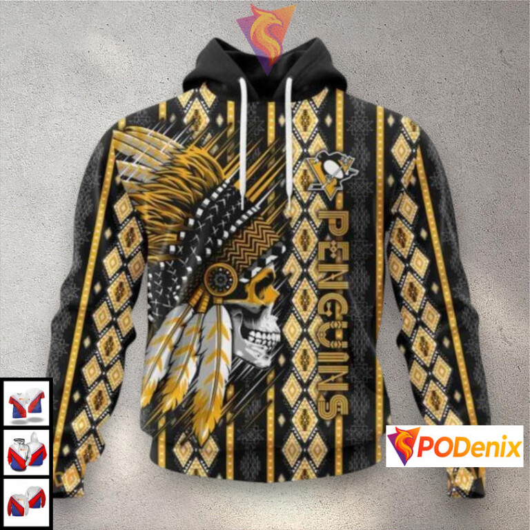Native Skull Artwork Concept NHL Pittsburgh Penguins Holiday Hoodie 3D
