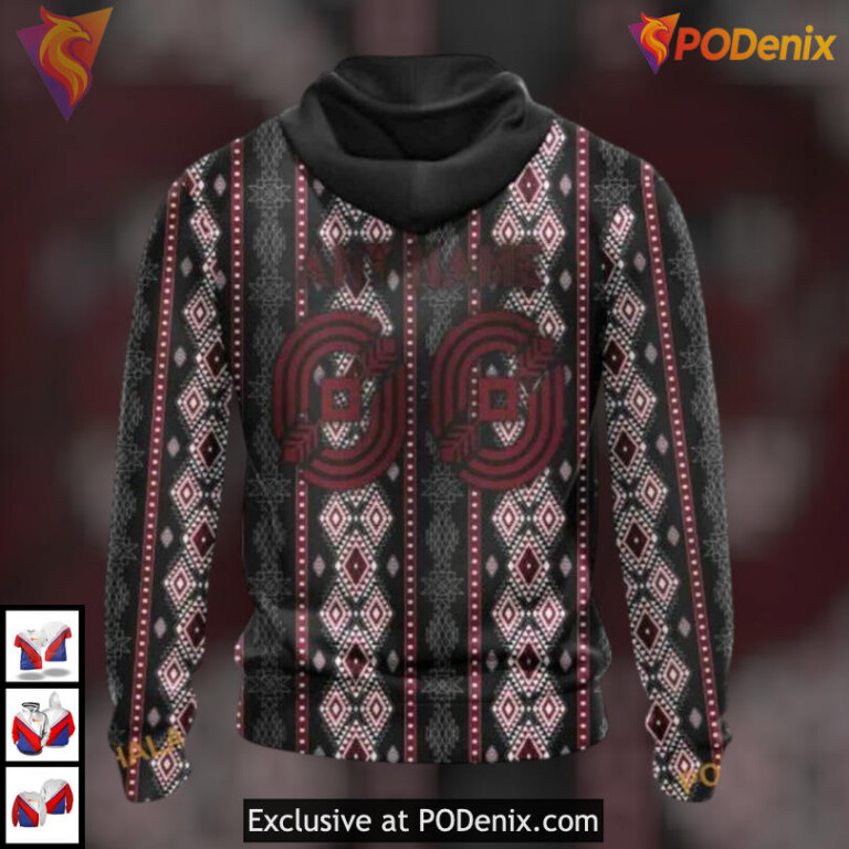 Native Skull Artwork Design Custom Name Arizona Coyotes Hoodie Heritage Edition - 1