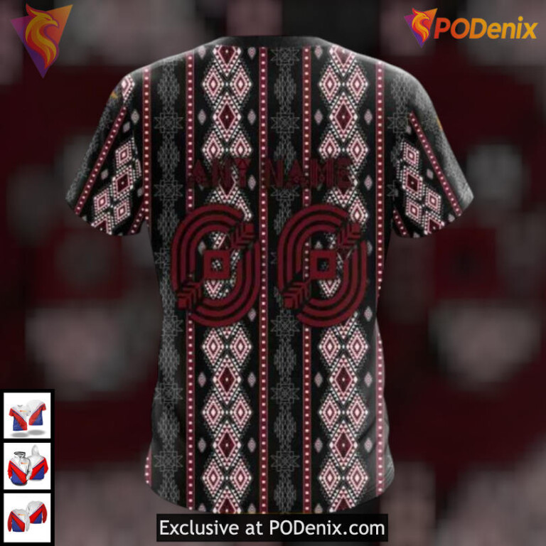 Native Skull Artwork Design Custom Name Arizona Coyotes Hoodie Heritage Edition - 3