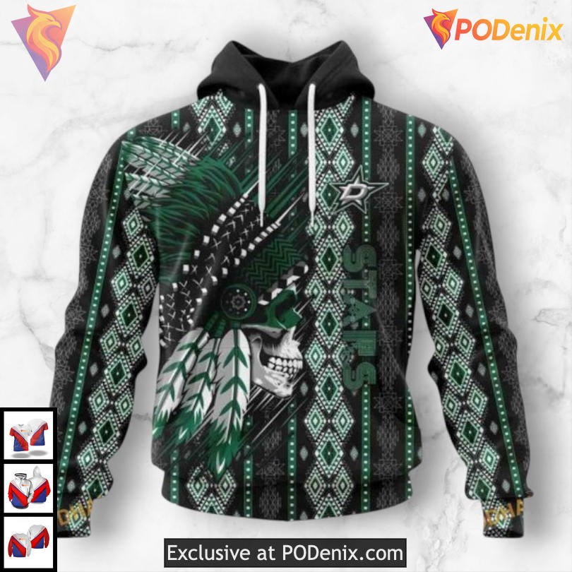 Native Skull Artwork Design Dallas Stars Personalized 3D Hoodie Custom Edition