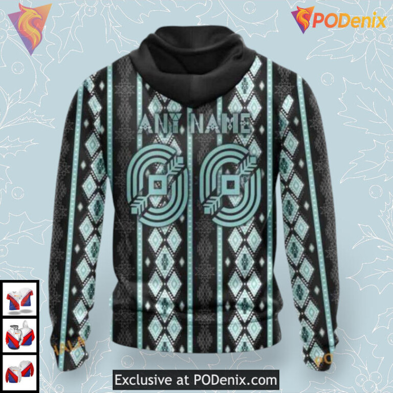 Native Skull Artwork Graphic Custom NHL Personalized Seattle Kraken Hoodie 3D - 1