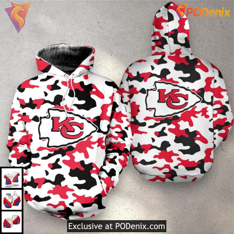NFL Camo Limited Edition Kc Chiefs Youth Hoodie All Over Print Teamwear NFL Camo Limited Edition Kc Chiefs Youth Hoodie All Over Print Teamwear