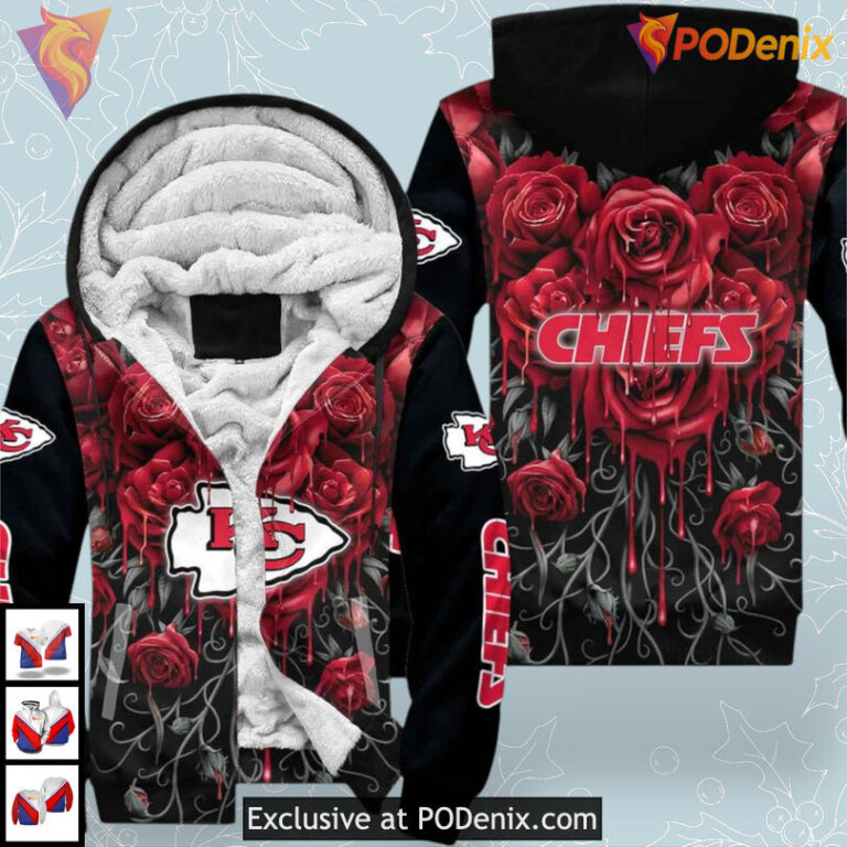 NFL Kansas City Chiefs Hoodie 3D, Dripping Rose Graphic Fan Edition
