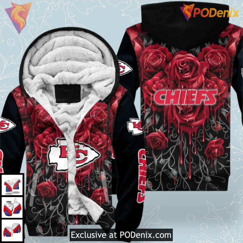 NFL Kansas City Chiefs Hoodie 3D, Dripping Rose Graphic Fan Edition NFL Kansas City Chiefs Hoodie 3D, Dripping Rose Graphic Fan Edition