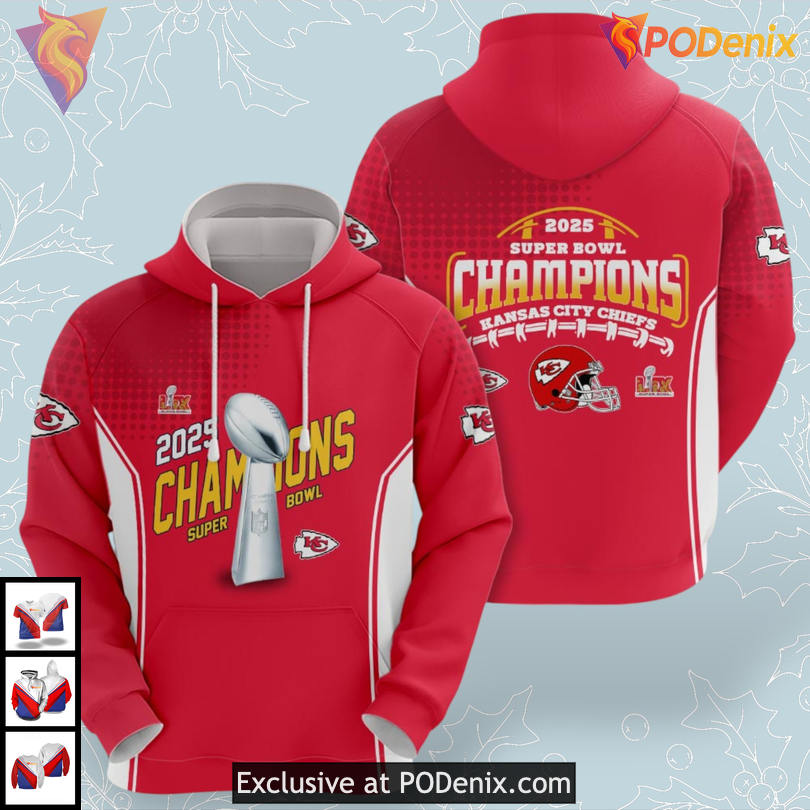 NFL Kansas City Chiefs Kids Hoodie 2025 Super Bowl Champions Apparel NFL Kansas City Chiefs Kids Hoodie 2025 Super Bowl Champions Apparel