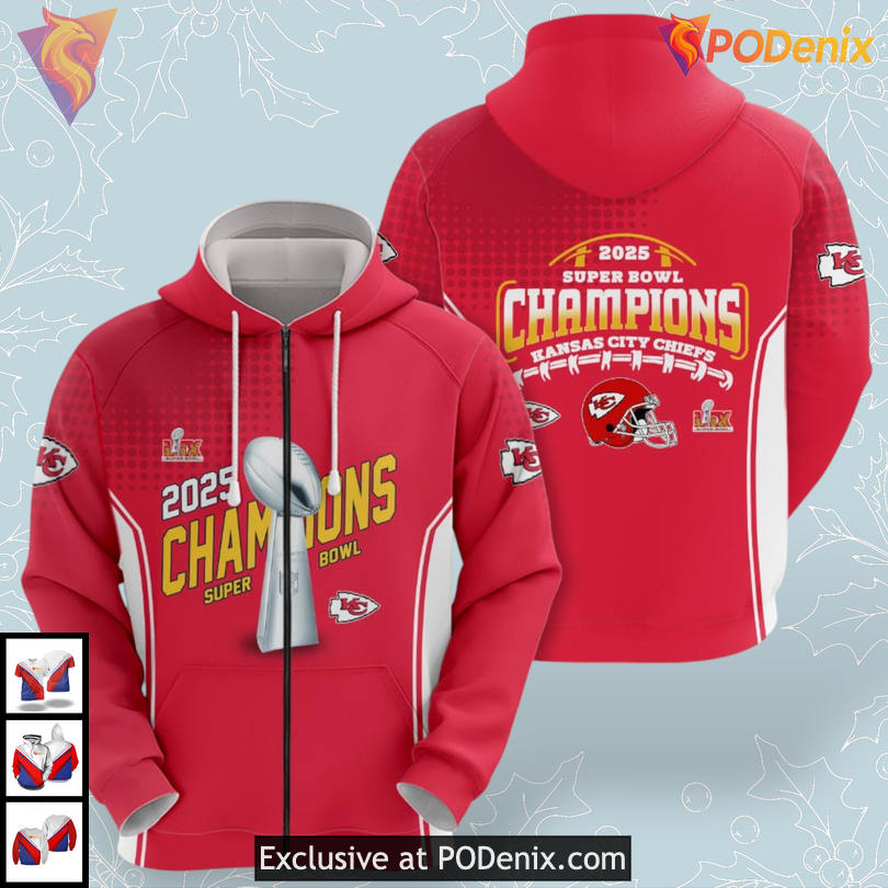 NFL Kansas City Chiefs Kids Hoodie 2025 Super Bowl Champions Apparel NFL Kansas City Chiefs Kids Hoodie 2025 Super Bowl Champions Apparel