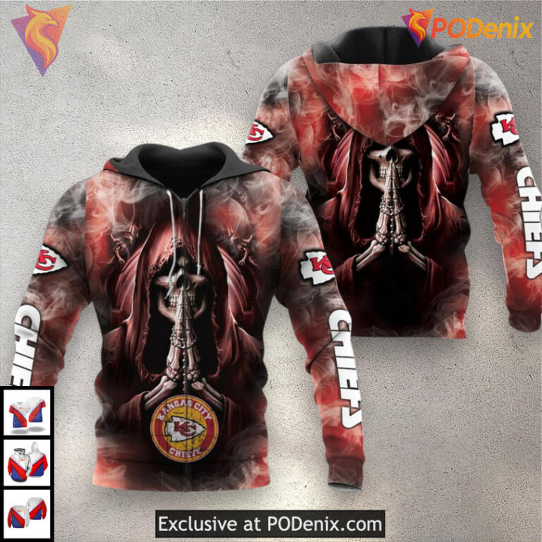 NFL Red Smoke Design Kc Chiefs Mens Hoodie All Over Print Fan Gear