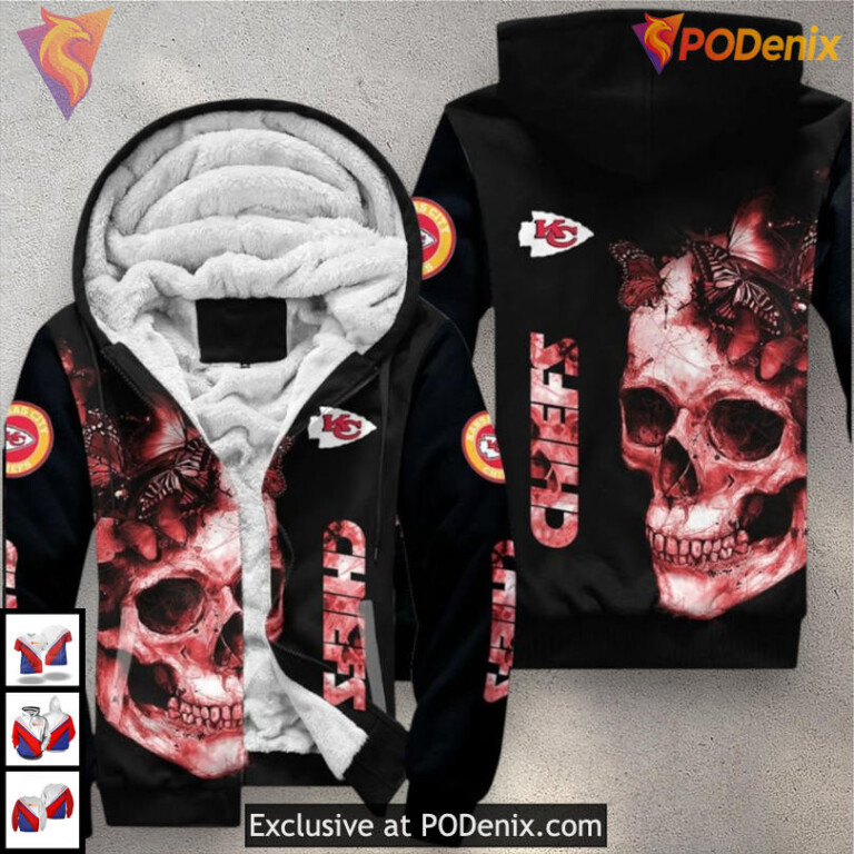 NFL Skull Butterfly Design Kc Chiefs Hoodie Limited Edition Streetwear - 1