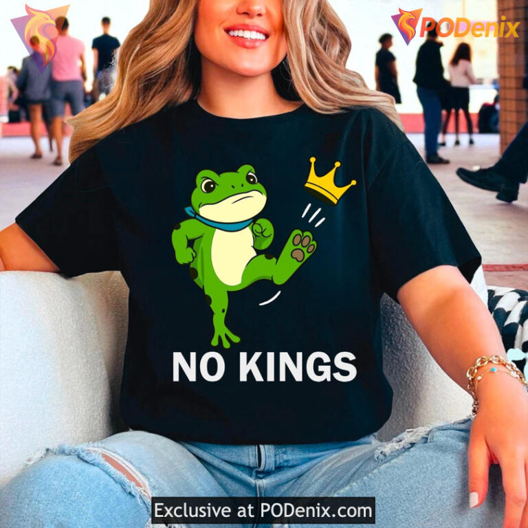 No Kings Graphic Tee Portland Frog Protest Design for Democracy and Liberty Fans