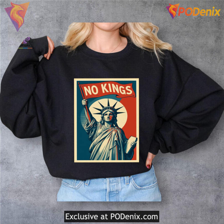 No Kings Trump Shirt Statue of Liberty Protest Sweatshirt Anti Fascism Design - 1