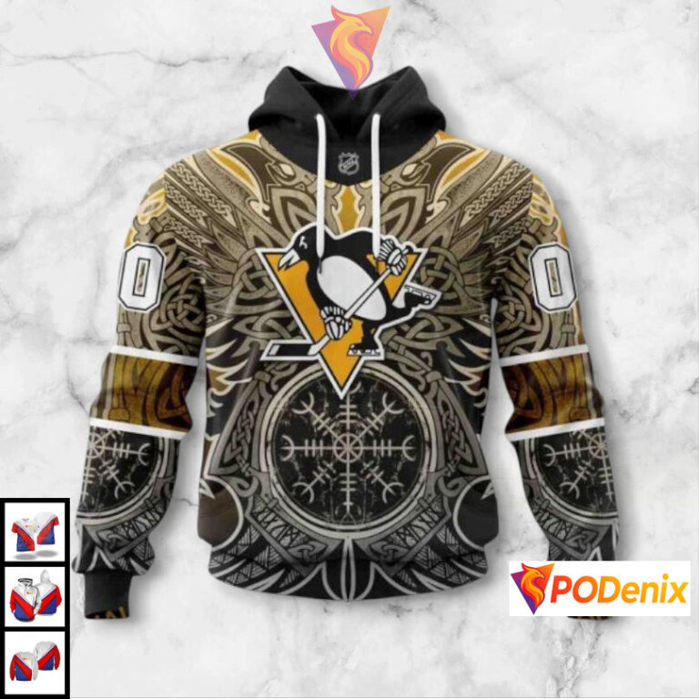 Norse Viking Symbol Artwork Custom Pittsburgh Penguins Personalized 3D Hoodie NHL