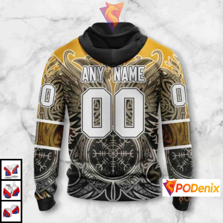 Norse Viking Symbol Artwork Custom Pittsburgh Penguins Personalized 3D Hoodie NHL - 2