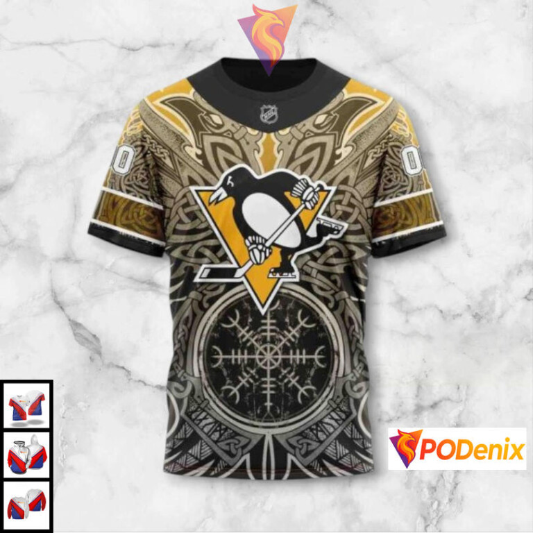 Norse Viking Symbol Artwork Custom Pittsburgh Penguins Personalized 3D Hoodie NHL - 3