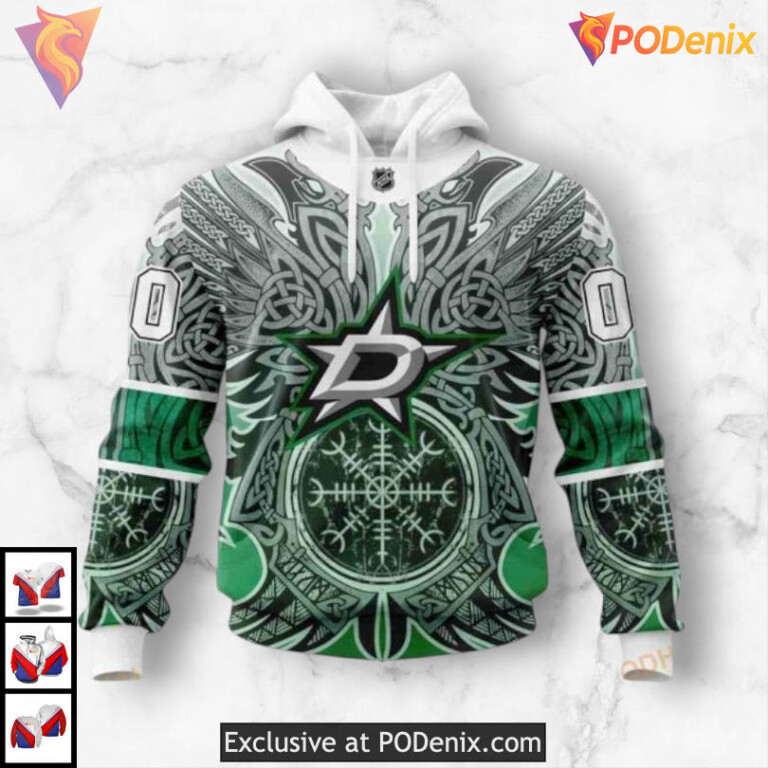 Norse Viking Symbol Artwork Dallas Stars Christmas Hoodie Custom Edition - 3