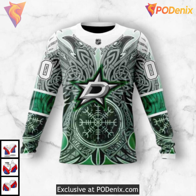 Norse Viking Symbol Artwork Dallas Stars Christmas Hoodie Custom Edition - 5