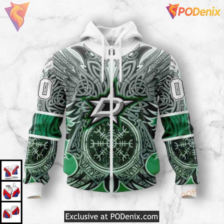 Norse Viking Symbol Artwork Dallas Stars Christmas Hoodie Custom Edition - 6