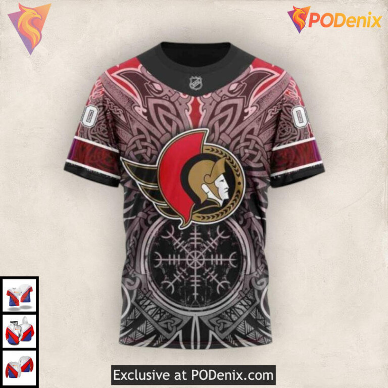 Norse Viking Symbol Concept NHL Ottawa Senators Personalized 3D Hoodie - 3